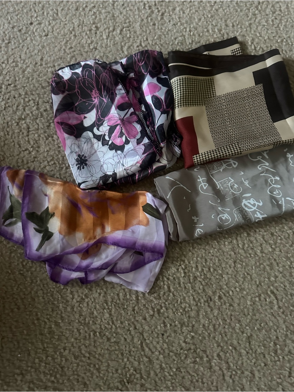 Elegant Floral & Patterned Women’s Scarves - Purple, Pink, Brown, Cream